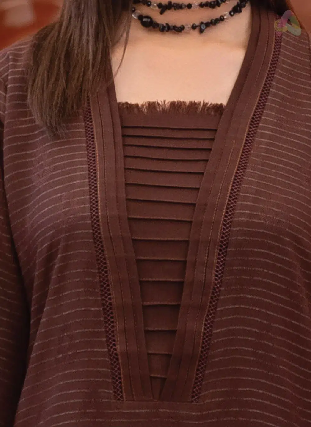 Rang E Mehfil By Mahay Vol 2 D-02 3 Rang E Mehfil By Mahay Vol 2 D-02 close-up showing detailed embroidery and premium Peach fabric finish from Mahay Winter Collection.