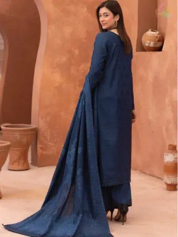 Rang E Mehfil By Mahay Vol 2 D-03 back view displaying elegant Peach fabric texture and smooth tailoring from Mahay.