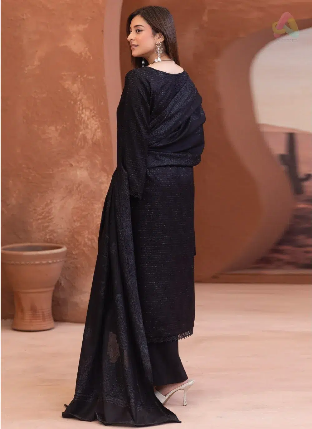 Rang E Mehfil By Mahay Vol 2 D-05 2 Rang E Mehfil By Mahay Vol 2 D-05 back view highlighting refined shirt design, smooth stitching, and soft peach fabric.