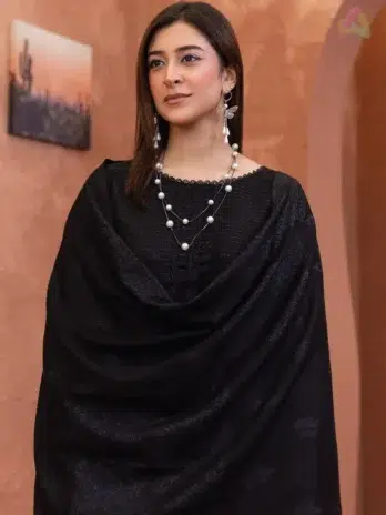 Rang E Mehfil By Mahay Vol 2 D-05 close-up showing detailed fabric texture and jacquard shawl craftsmanship.