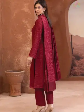 Rang E Mehfil By Mahay Vol 2 D-06 back view displaying shirt details and fabric texture of Mahay Peach Dress.