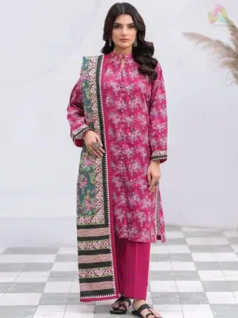 Zellbury Printed Khaddar D-01 front view showing digital printed khaddar shirt with elegant design from Zellbury New Collection 2025