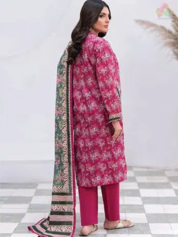 Zellbury Printed Khaddar D-01 back view highlighting printed khaddar shirt and dyed trouser from Zellbury Fabric Collection.