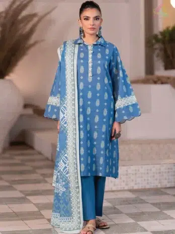 Zellbury Printed Khaddar D-02 front view showing digital printed khaddar shirt design from Zellbury New Collection 2025 winter unstitched suits.