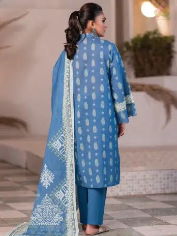 Zellbury Printed Khaddar D-02 back view featuring printed khaddar shirt and dyed trouser from Zellbury Fabric Collection.