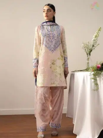 Front image: Coco by Zara Shahjahan HARU-1A digital printed lawn shirt — front view, summer 2026
