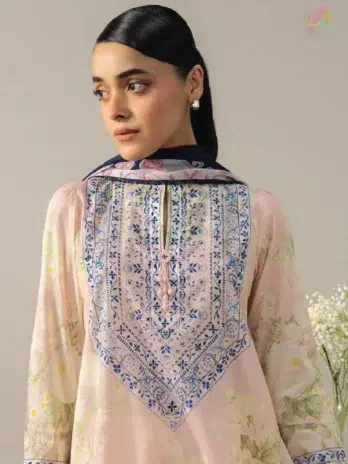 Close-up image: Close detail of digital print on lawn fabric — Coco by Zara Shahjahan HARU-1A