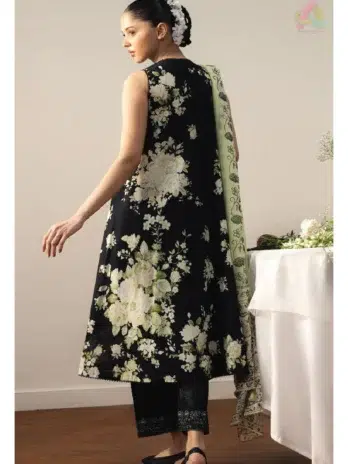 Back Image: HARU-1B lawn suit back with matching printed design