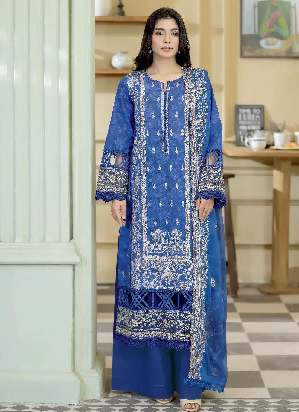 Lala Zar by Johra JS-504 1 Front Image: Lala Zar by Johra JS-504 embroidered and printed lawn front design