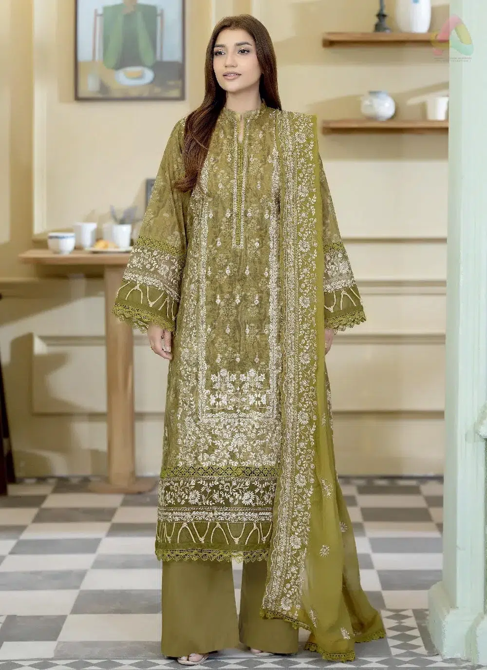 Lala Zar by Johra JS-505 1 Front Image: Lala Zar by Johra JS-505 embroidered and printed lawn front design