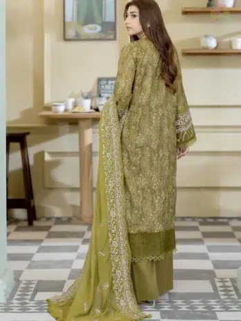 Back Image: Johra JS-505 lawn suit back view with elegant pattern flow