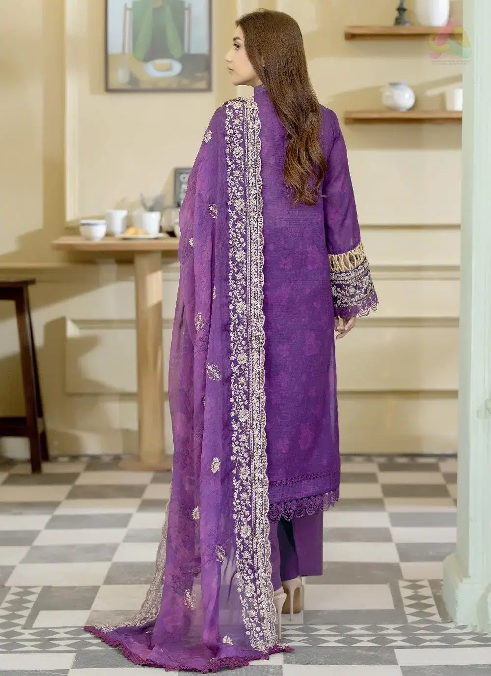 Lala Zar by Johra JS-506 2 Back Image: Johra JS-506 plain back design with matching fabric tone