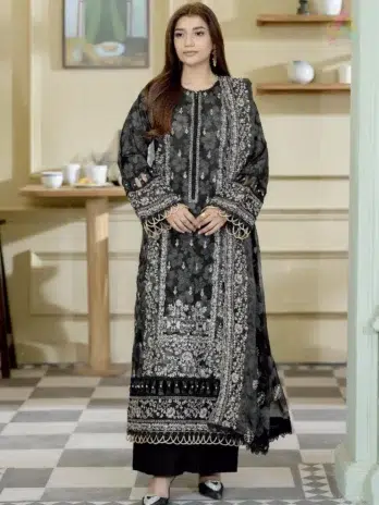 Front View: Lala Zar by Johra JS-507 embroidered and printed lawn front shirt design.