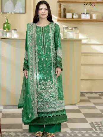 Front Image: Lala Zar by Johra JS-508 embroidered printed lawn front design