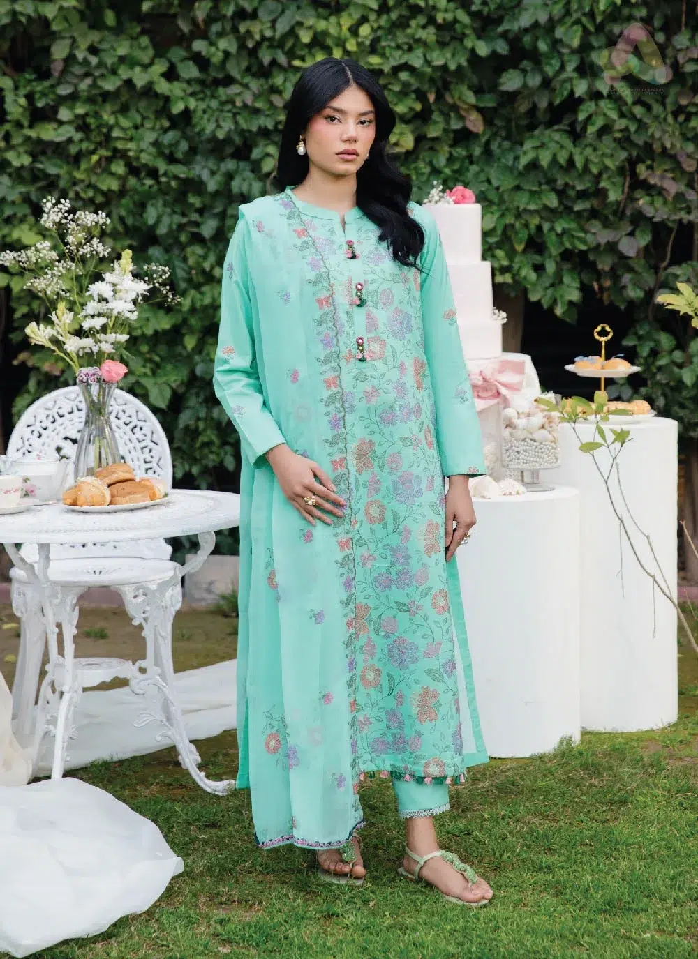 Whiscal By Celts D-02 1 Front Image: Whiscal by Celts D-02 embroidered lawn front with neckline detail