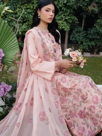 Close-Up Image: Organza embroidered pati on daman – Celts D-04 detail