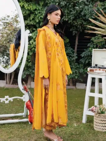 Full Image: Full outfit Whiscal by Celts D-06 with chiffon dupatta and trouser