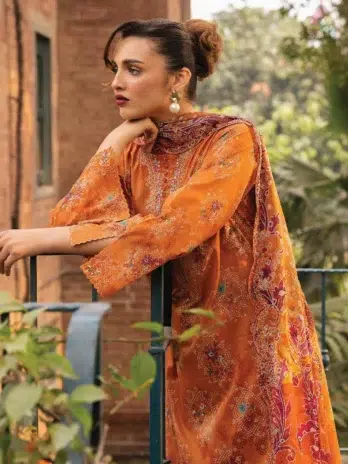 Close-Up Image: Chiffon cut-work and neckline embroidery detail – Gulljee A-05