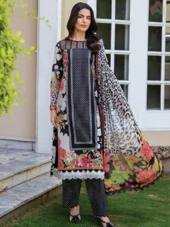Home 2 Model wearing C-Print by Charizma CP6-21 printed lawn shirt featuring elegant seasonal patterns from the latest Charizma lawn 2026 collection.