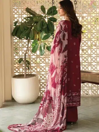 Back Image: Ramsha G-701 embroidered lawn back with organza border
